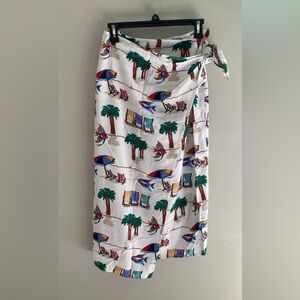 Vintage beach patterned wrap skirt or swimsuit‎ cover